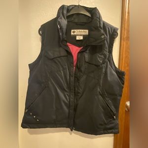 Women's Columbia Down Filled Puffer Vest Jacket  Black Pink Full Zip Size XL